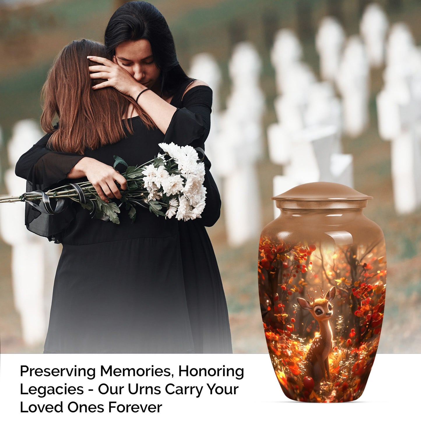 memorial human urn for ashes with wolf theme