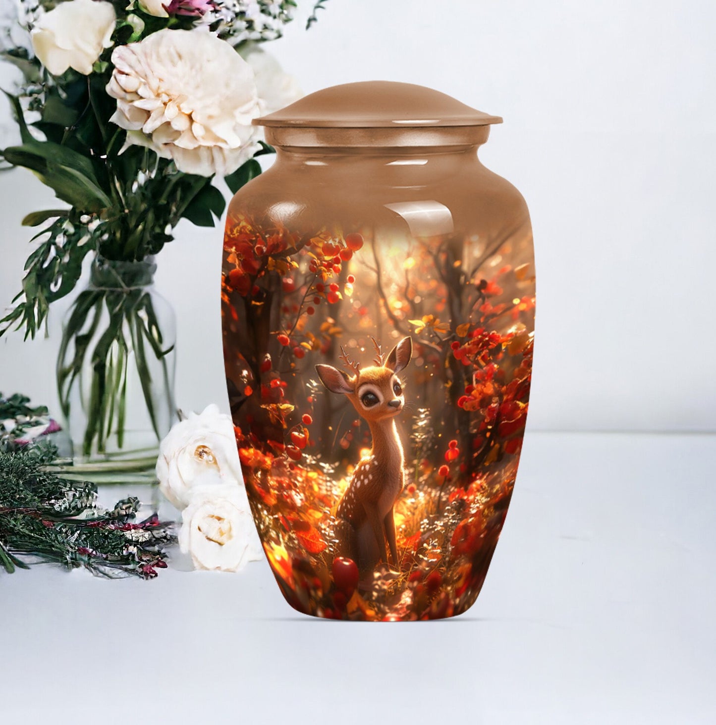 memorial human urn for ashes with wolf theme