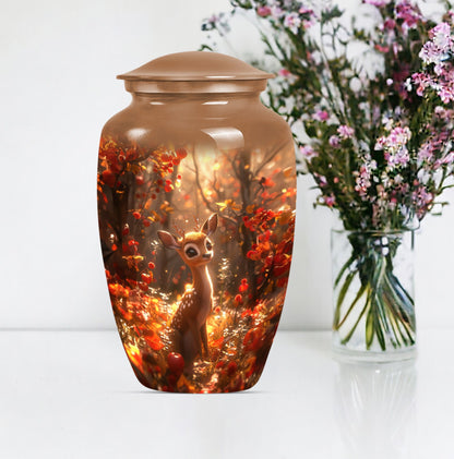 memorial human urn for ashes with wolf theme