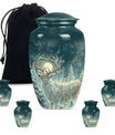 Deer Theme Large Urn With 4 Keepsake Urn