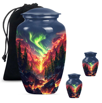Deer Theme Large Urn With 2 Keepsake Urn