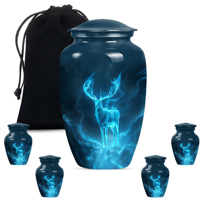 deer urn, 10-inch metal burial funeral urn