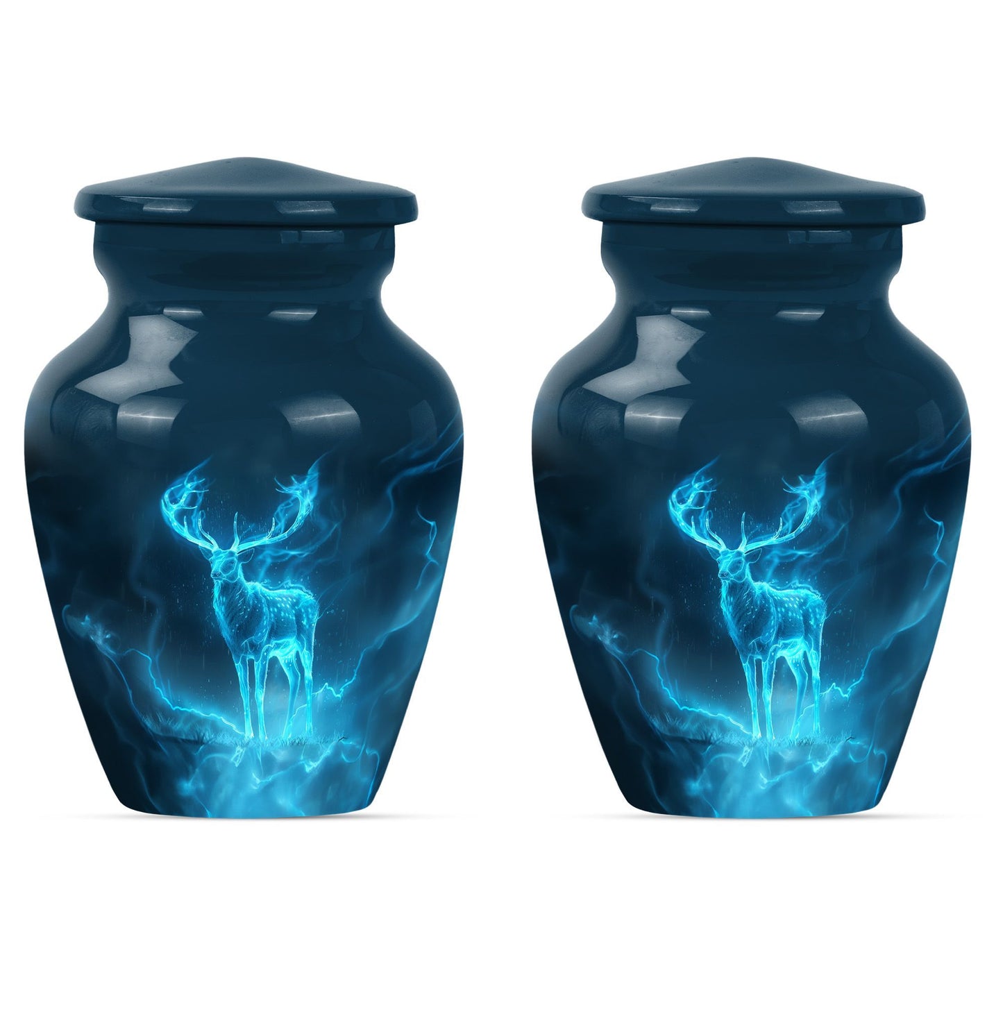 deer urn, 10-inch metal burial funeral urn