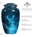 deer urn, 10-inch metal burial funeral urn