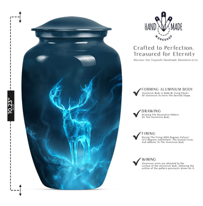 deer urn, 10-inch metal burial funeral urn