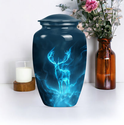 deer urn, 10-inch metal burial funeral urn
