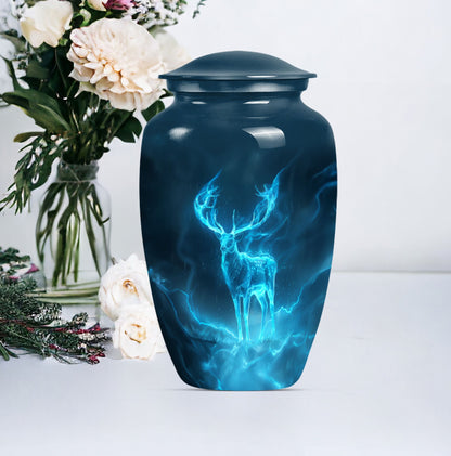 deer urn, 10-inch metal burial funeral urn