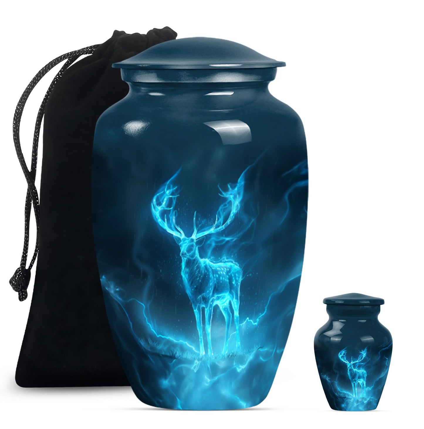 deer urn, 10-inch metal burial funeral urn
