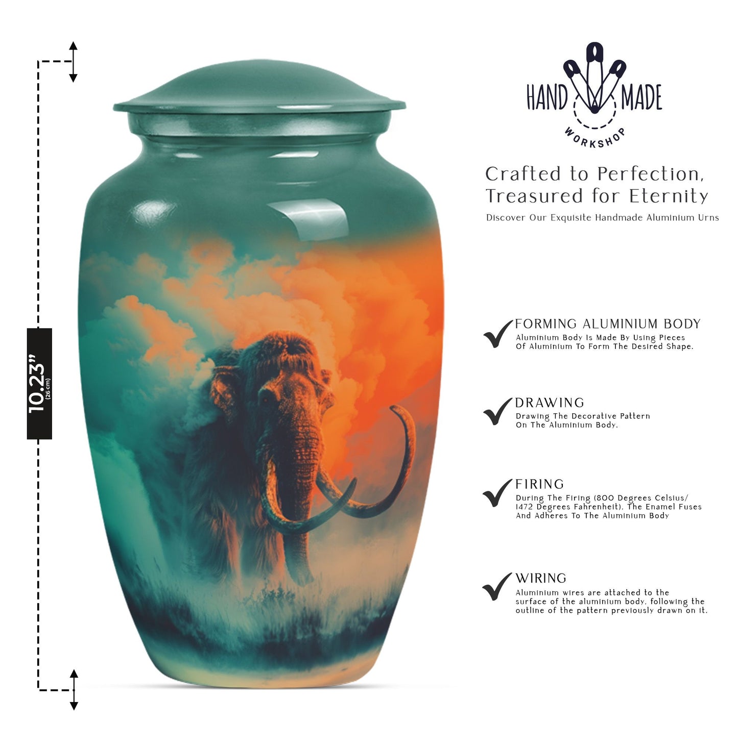 Classic 10-inch Mammoth Urn featuring Wolf Howling 