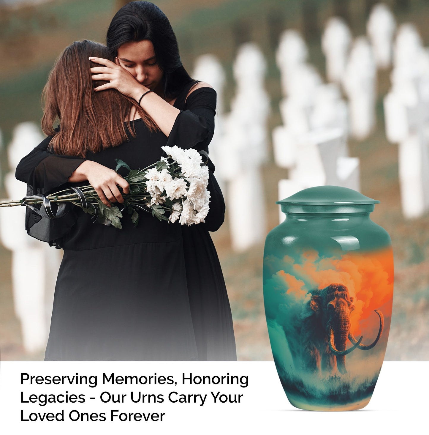 Classic 10-inch Mammoth Urn featuring Wolf Howling 