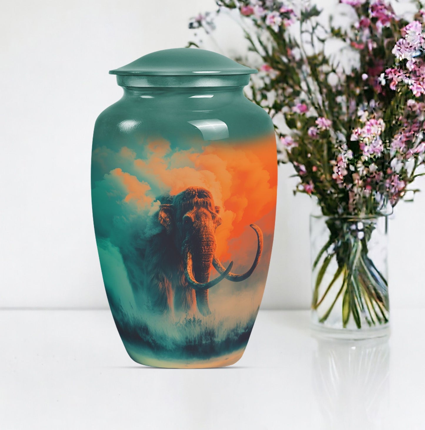 Classic 10-inch Mammoth Urn featuring Wolf Howling 