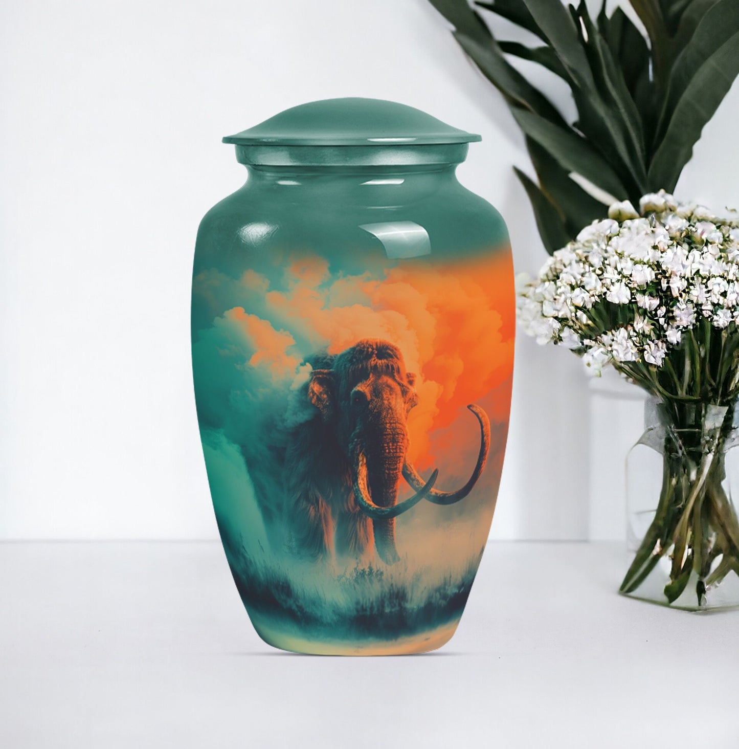 Classic 10-inch Mammoth Urn featuring Wolf Howling 