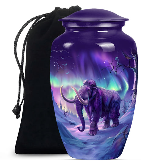 Classic Mammoth Urn featuring a Wolf Howling Theme.