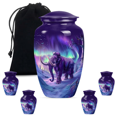 Classic Mammoth Urn featuring a Wolf Howling Theme.