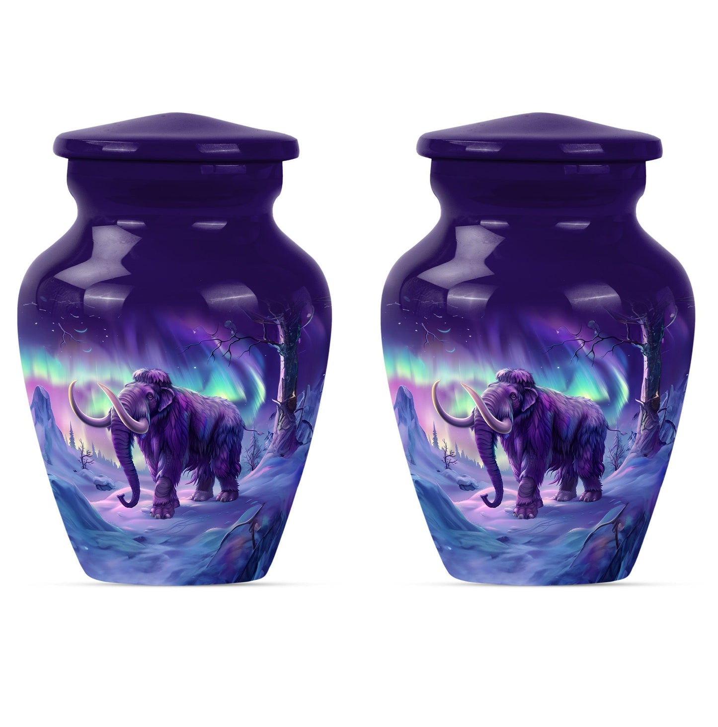 Classic Mammoth Urn featuring a Wolf Howling Theme.