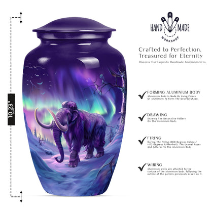 Classic Mammoth Urn featuring a Wolf Howling Theme.