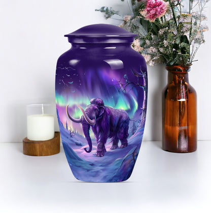 Classic Mammoth Urn featuring a Wolf Howling Theme.