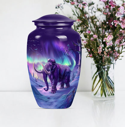 Classic Mammoth Urn featuring a Wolf Howling Theme.
