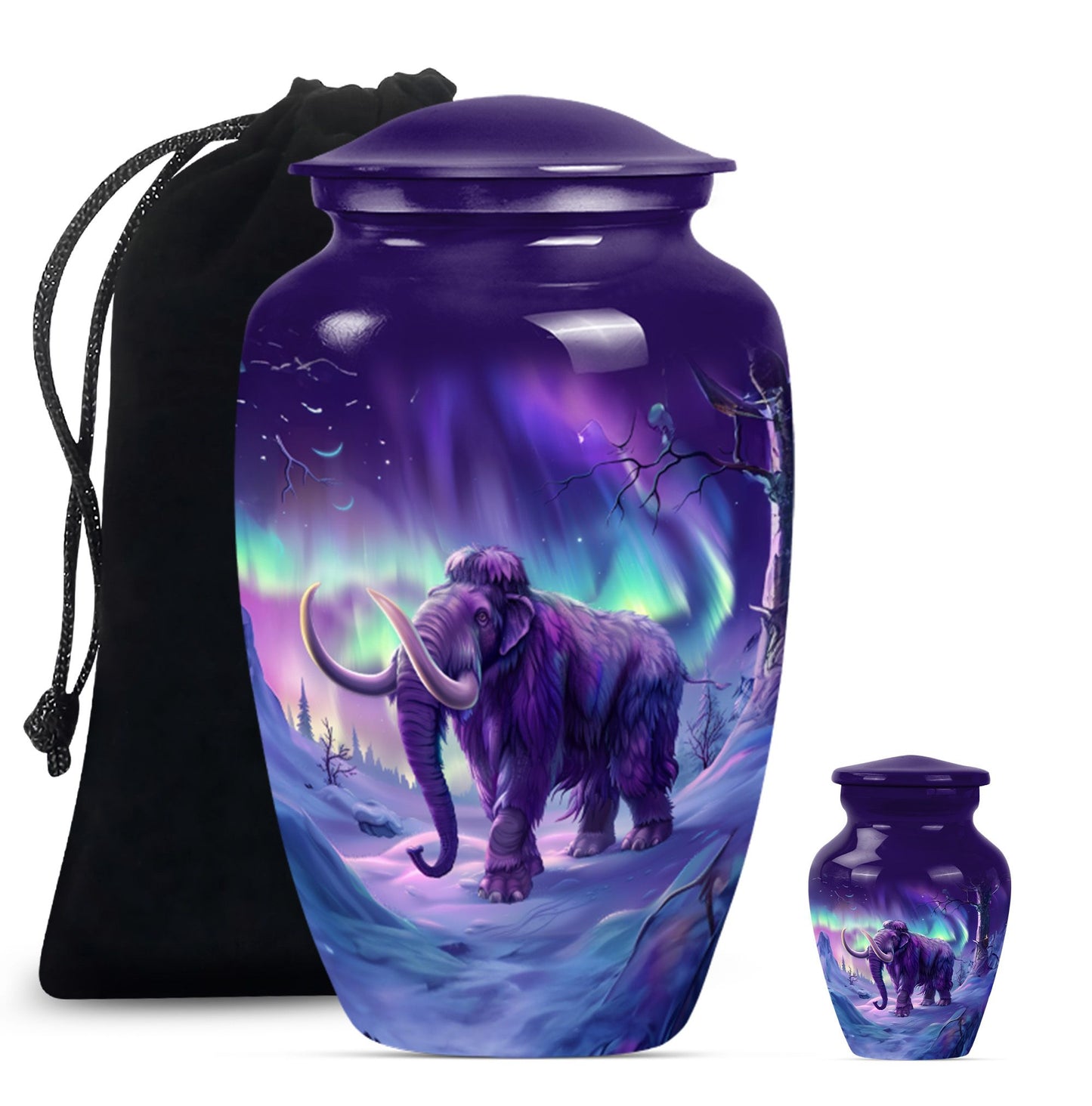Classic Mammoth Urn featuring a Wolf Howling Theme.