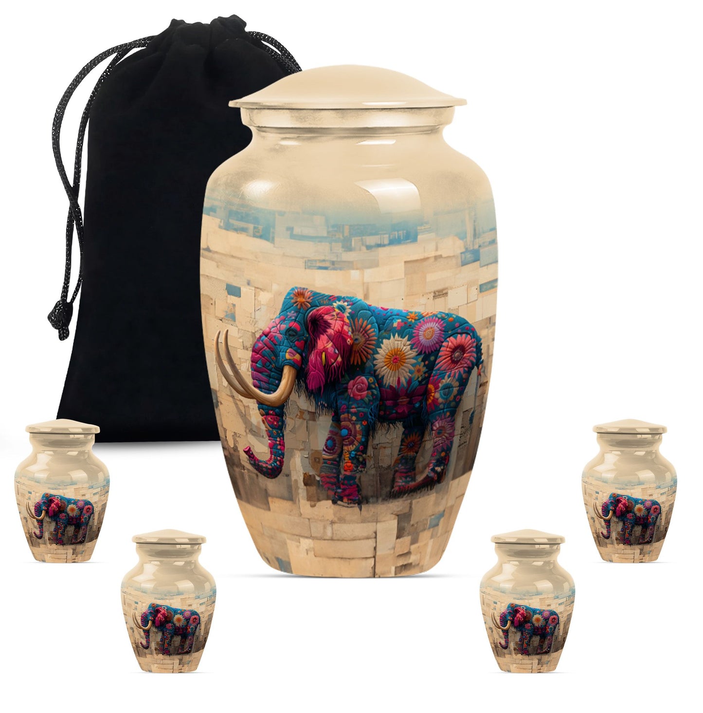 Classic 10-inch mammoth urn with wolf howling theme.