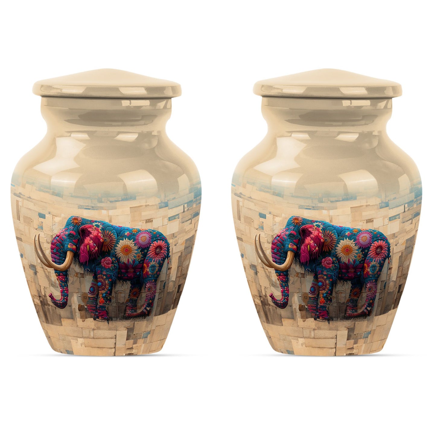 Classic 10-inch mammoth urn with wolf howling theme.