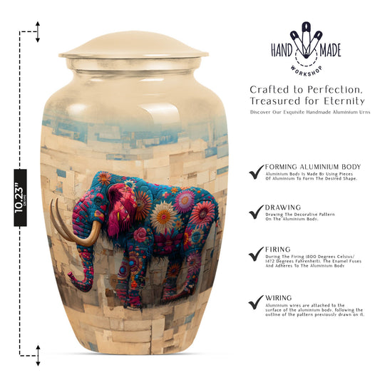 Classic 10-inch mammoth urn with wolf howling theme.