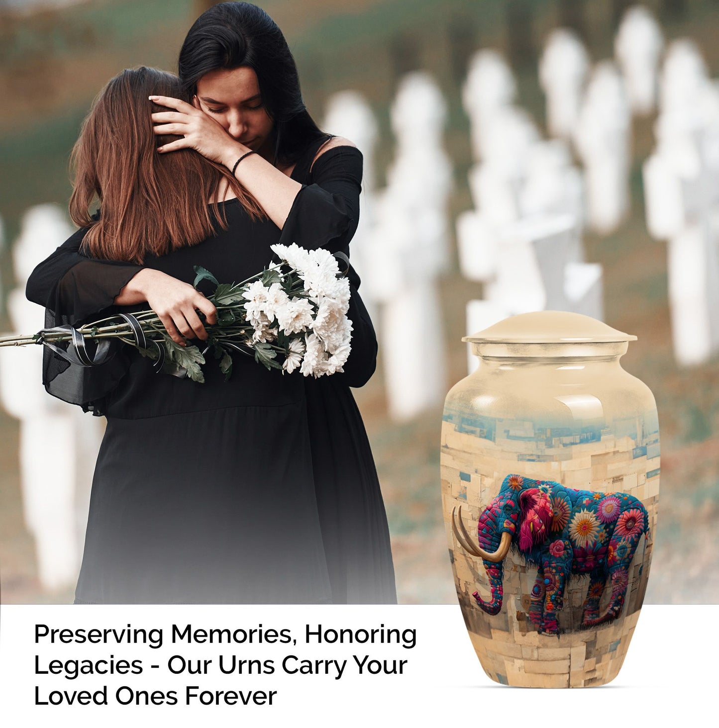 Classic 10-inch mammoth urn with wolf howling theme.