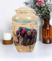 Classic 10-inch mammoth urn with wolf howling theme.
