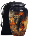 Classic 10-inch mammoth flower-themed aluminum cremation urn