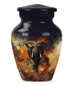 Classic 10-inch mammoth flower-themed aluminum cremation urn