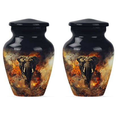 Classic 10-inch mammoth flower-themed aluminum cremation urn