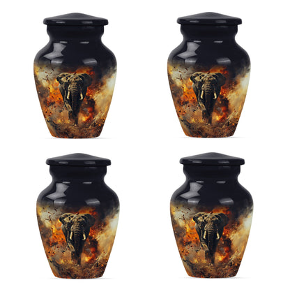 Classic 10-inch mammoth flower-themed aluminum cremation urn
