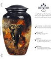 Classic 10-inch mammoth flower-themed aluminum cremation urn