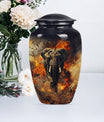 Classic 10-inch mammoth flower-themed aluminum cremation urn