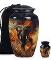 Classic 10-inch mammoth flower-themed aluminum cremation urn