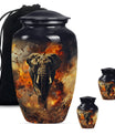 Classic 10-inch mammoth flower-themed aluminum cremation urn