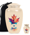 Mapple Leaf Theme Large Urn With 1 Keepsake Urn