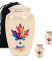 Mapple Leaf Theme Large Urn With 2 Keepsake Urn
