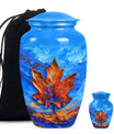 Mapple Leaf Theme Large Urn With 1 Keepsake Urn