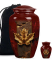 Mapple Leaf Theme Large Urn With 1 Keepsake Urn