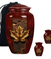 Mapple Leaf Theme Large Urn With 2 Keepsake Urn