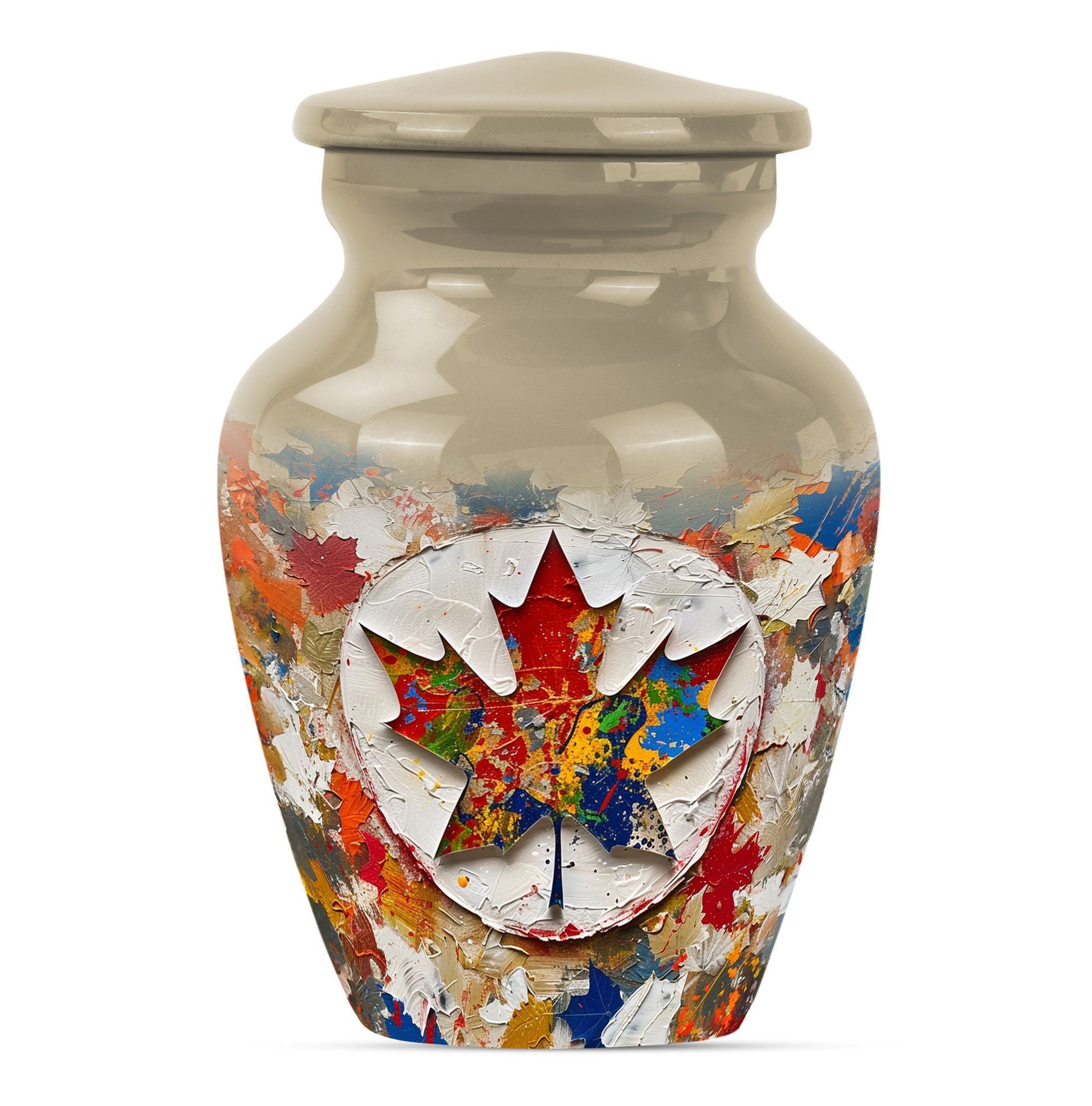 mapple leaf designed aluminum funeral urn for mom