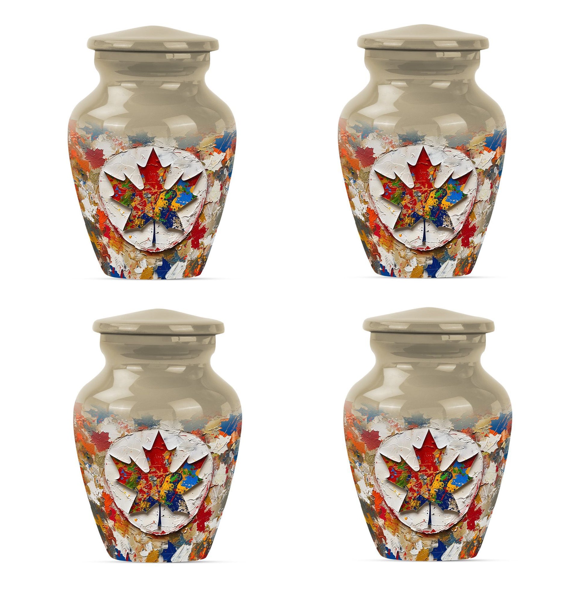 mapple leaf designed aluminum funeral urn for mom