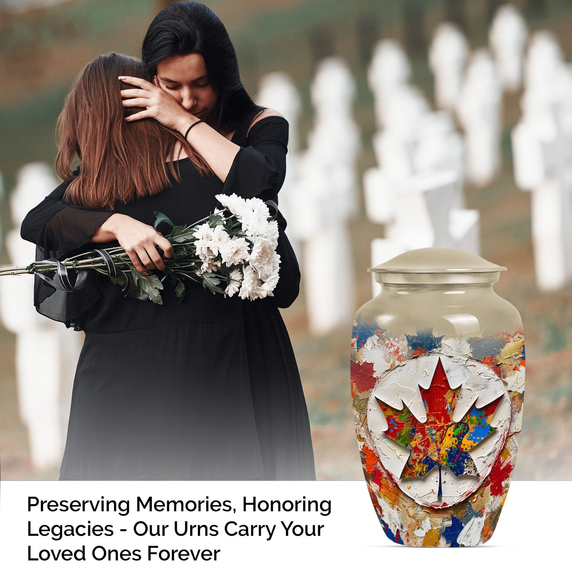 mapple leaf designed aluminum funeral urn for mom