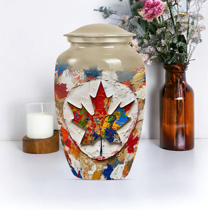 mapple leaf designed aluminum funeral urn for mom