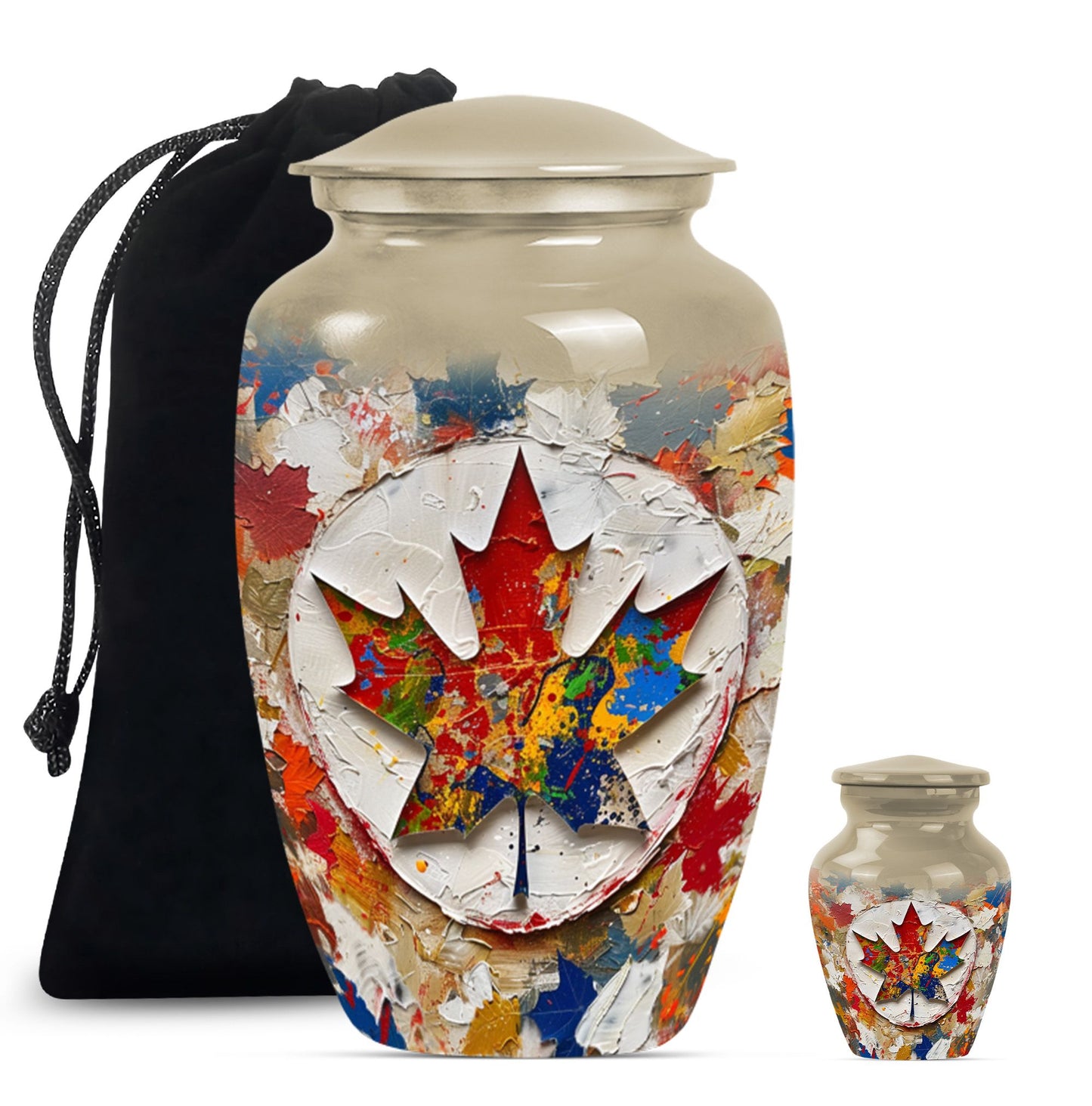 mapple leaf designed aluminum funeral urn for mom