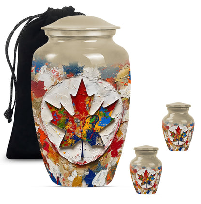 mapple leaf designed aluminum funeral urn for mom