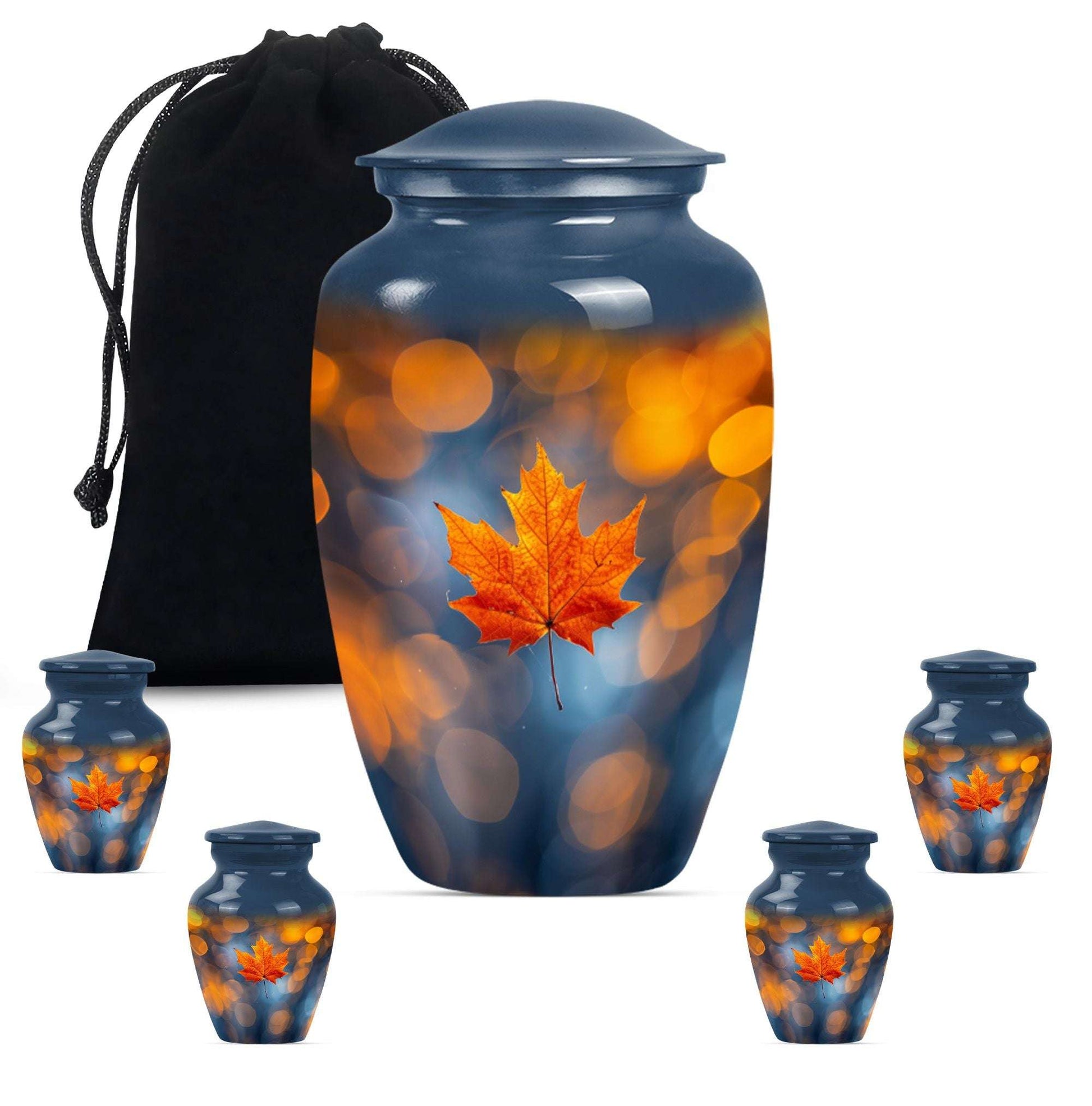 Mapple Leaf Theme Large Urn With 4 Keepsake Urn