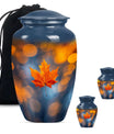 Mapple Leaf Theme Large Urn With 2 Keepsake Urn