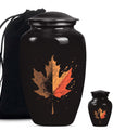 Mapple Leaf Theme Large Urn With 1 Keepsake Urn